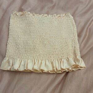 Forever 21 Cream Smocked Tube Top